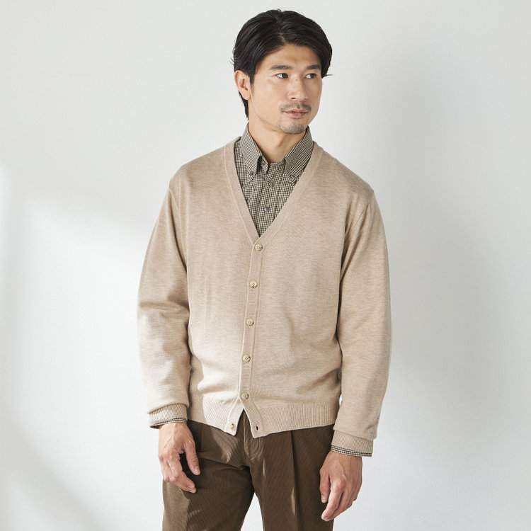 スタンリーブラッカ 【stanley blacker new york】【秋冬】ベーシックカーディガン/ベージュ 茶淡色
