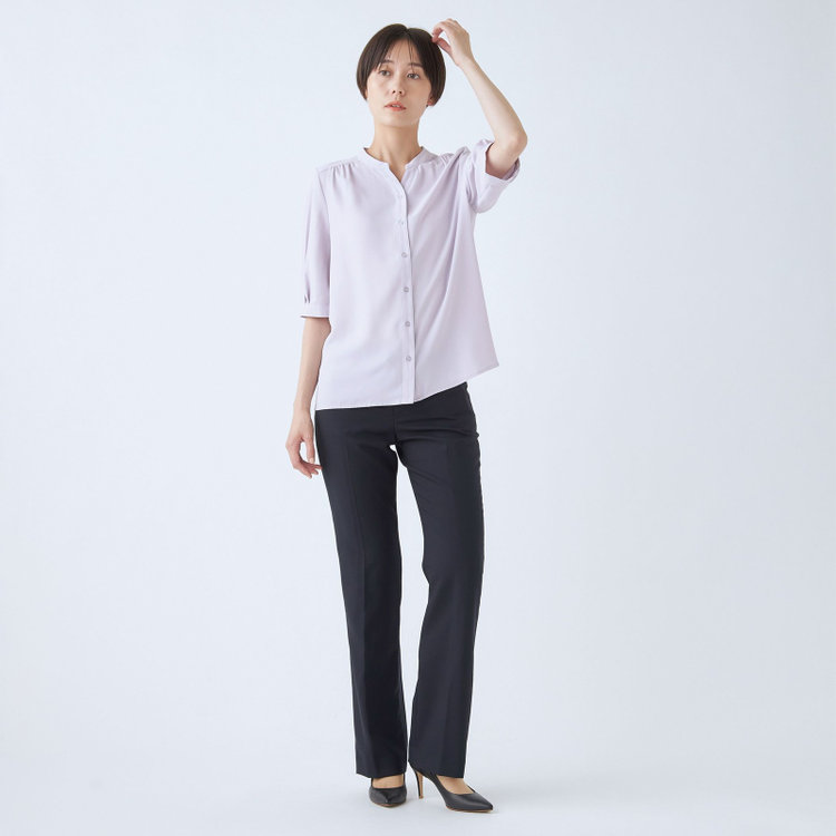 ナチュラル　ビューティー 【NATURAL BEAUTY】バンドカラーブラウス/パープル 紫淡色