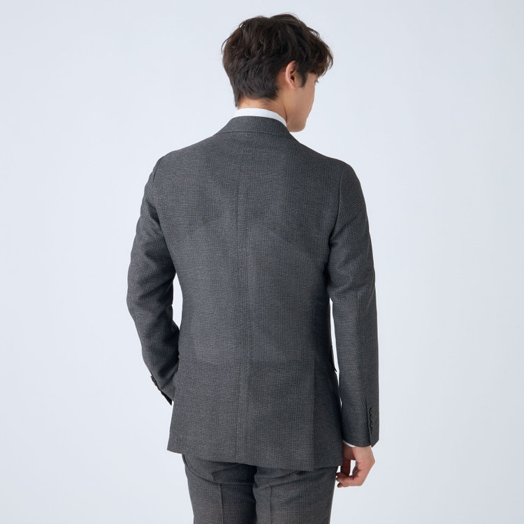 ＪＰコンフォート ネイビー 【JOHN PEARSE comfort navy】【春夏】2釦シングルジャケット/グレー×チェック/ULTRA MOVE/RIRANCHA/ウォッシャブル グレー濃色