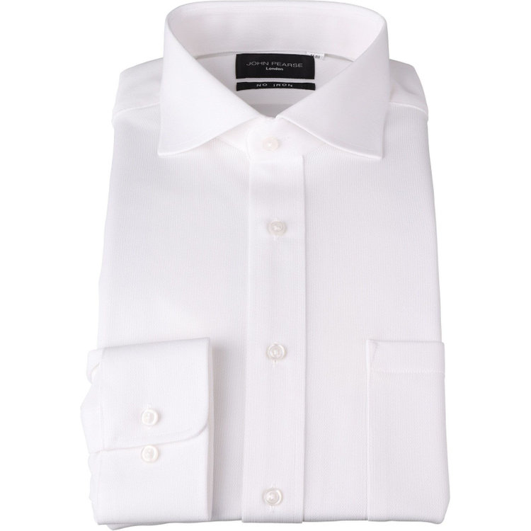 KONAKA　アウトレット 【WEB限定/OUTLET/汚れ・キズ等有】【JOHN PEARSE Black】【ノーアイロン】ホリゾンタルワイドカラードレスワイシャツ/ホワイト×ドビー/ULTRA MOVE/ニット素材 ホワイト系(白)