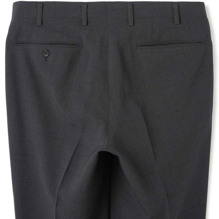 ジョンピアース 【発送在庫あり】【ファブリーズ認定！抗菌消臭加工】【JOHN PEARSE White】【春夏】1タックパンツ/ネイビー×グレンチェック/ULTRA MOVE/ウエストムーブ仕様/※裾上げ必要 紺濃色