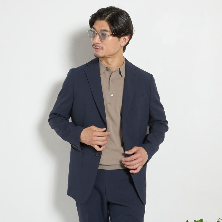 ハイスペックモーション 【HIGH SPEC MOTION】【春夏】ポリエステル2釦シングルジャケット/ネイビー 紺中間