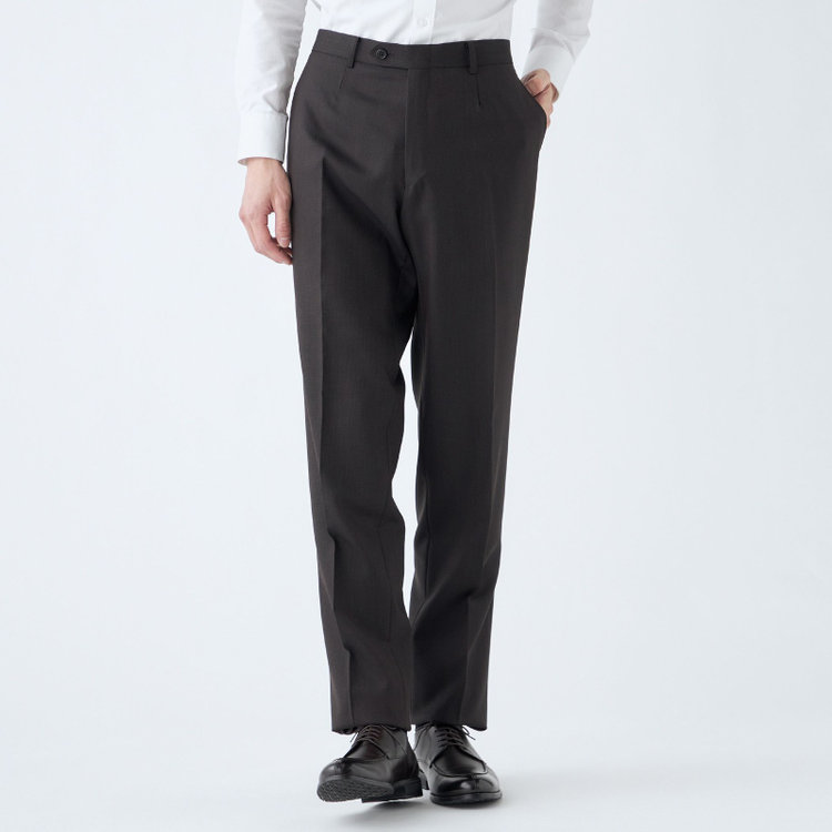 ＫＡＮＳＡＩＭＡＮ 【KANSAIMAN collection】【秋冬】2釦シングルスーツ ショートタック/ブラウン×ピンヘッド/REAL BROWN COLLECTION/NEW ZEALAND WOOL SHOWER CLEAN/SustainaBee Wool 茶中間