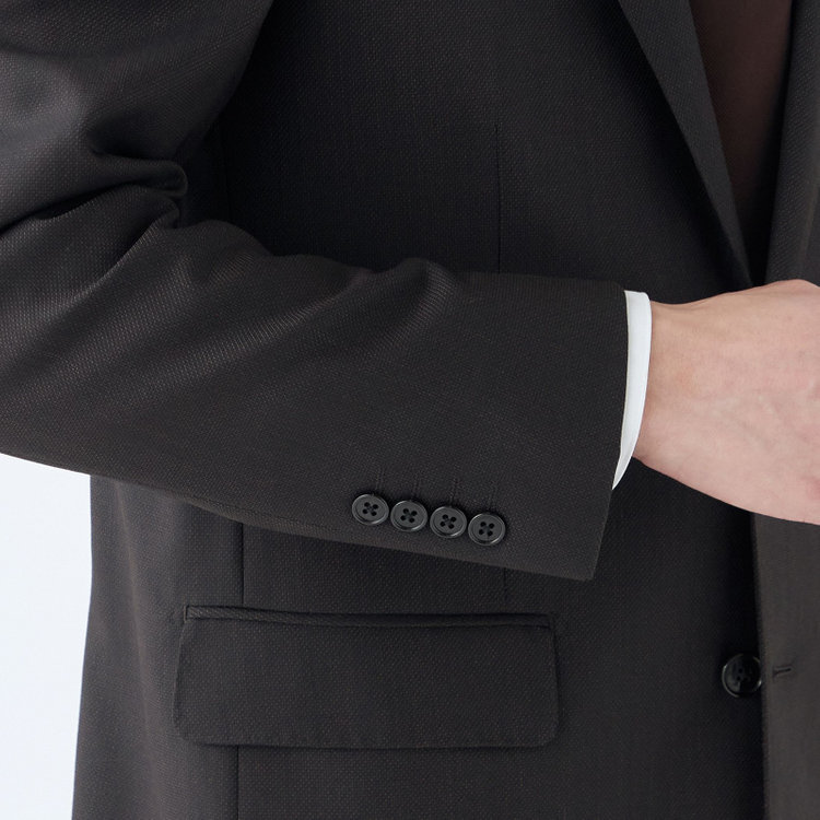 ＫＡＮＳＡＩＭＡＮ 【KANSAIMAN collection】【秋冬】2釦シングルスーツ ショートタック/ブラウン×ピンヘッド/REAL BROWN COLLECTION/NEW ZEALAND WOOL SHOWER CLEAN/SustainaBee Wool 茶中間