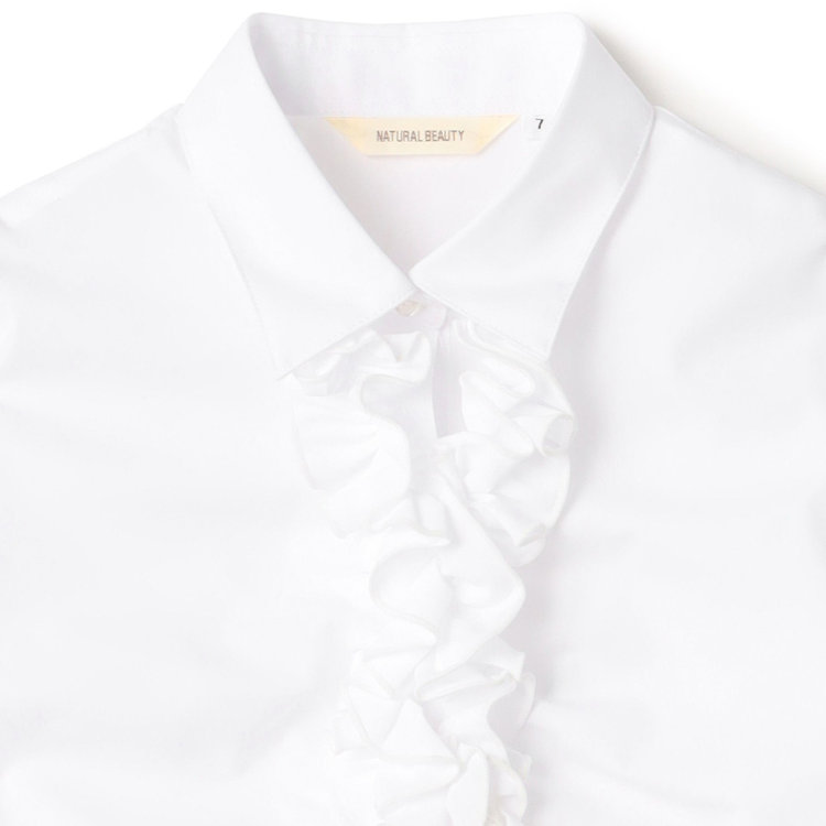 KONAKA　アウトレット 【WEB限定/OUTLET/汚れ・キズ等有】【NATURAL BEAUTY】ギャザー＆フリル取り外しブラウス/ホワイト×ドビードット 白