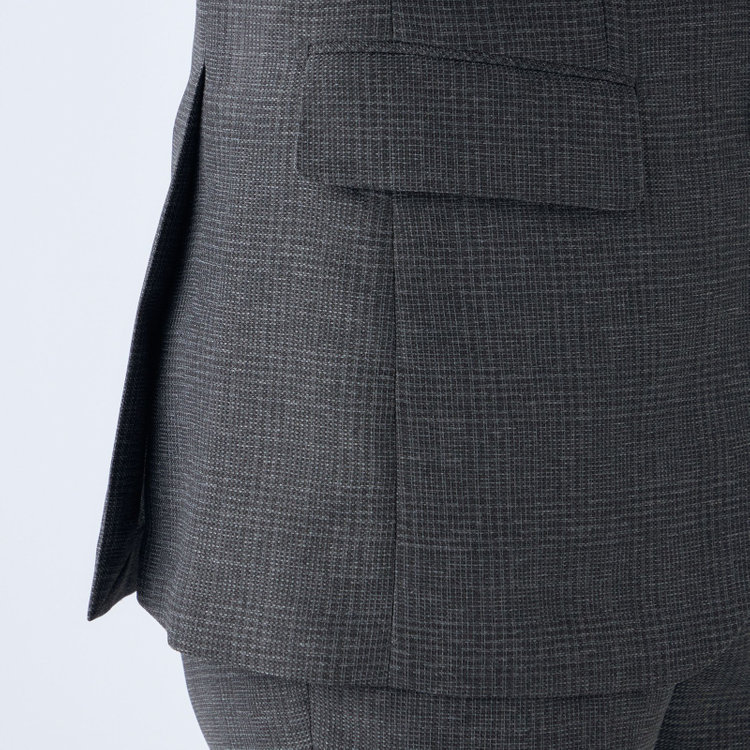 ＪＰコンフォート ネイビー 【JOHN PEARSE comfort navy】【春夏】2釦シングルジャケット/グレー×チェック/ULTRA MOVE/RIRANCHA/ウォッシャブル グレー濃色