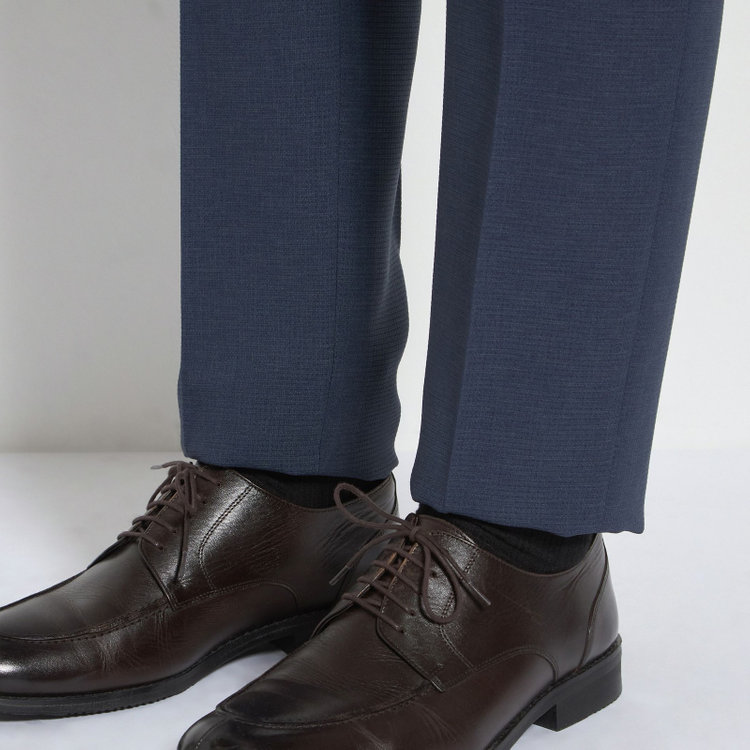 ＪＰコンフォート ネイビー 【JOHN PEARSE comfort navy】【春夏】1タックパンツ/ブルー×ドットエアー＆カラミ織り/ウエストムーブ仕様/※裾上げ必要 青中間