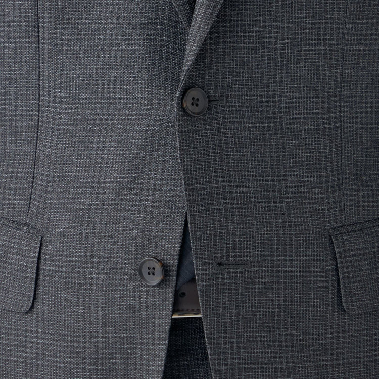 ＪＰコンフォート ネイビー 【JOHN PEARSE comfort navy】【春夏】2釦シングルジャケット/グレー×チェック/ULTRA MOVE/RIRANCHA/ウォッシャブル グレー濃色