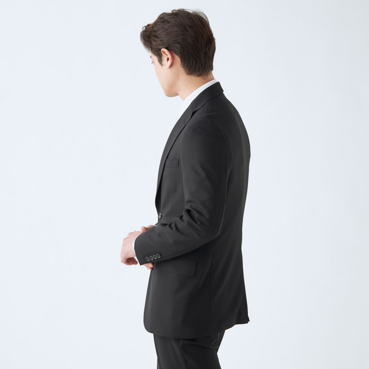 ＪＰ コンフォート 【JOHN PEARSE comfort】【スリムシルエット】2釦シングルフォーマル 1タック/ブラック/ウエストシャーリング仕様/ストレッチ/ULTRA MOVE/※裾上げ必要 黒