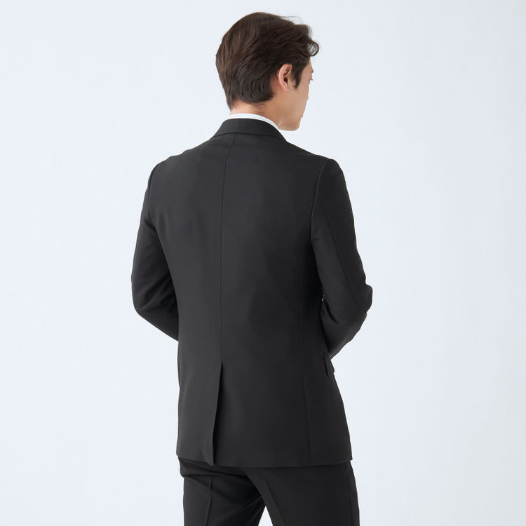 ＪＰ コンフォート 【JOHN PEARSE comfort】【スリムシルエット】2釦シングルフォーマル 1タック/ブラック/ウエストシャーリング仕様/ストレッチ/ULTRA MOVE/※裾上げ必要 黒