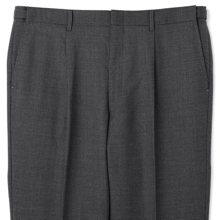 ソノタ（KONAKA用） 【L.O.X】【大きいサイズ】【秋冬】ウールブレンド 1タックパンツスラックス/グレー＆ブラック×ハウンドトゥース/ウエストアジャスター仕様/※裾上げ必要 グレー中間