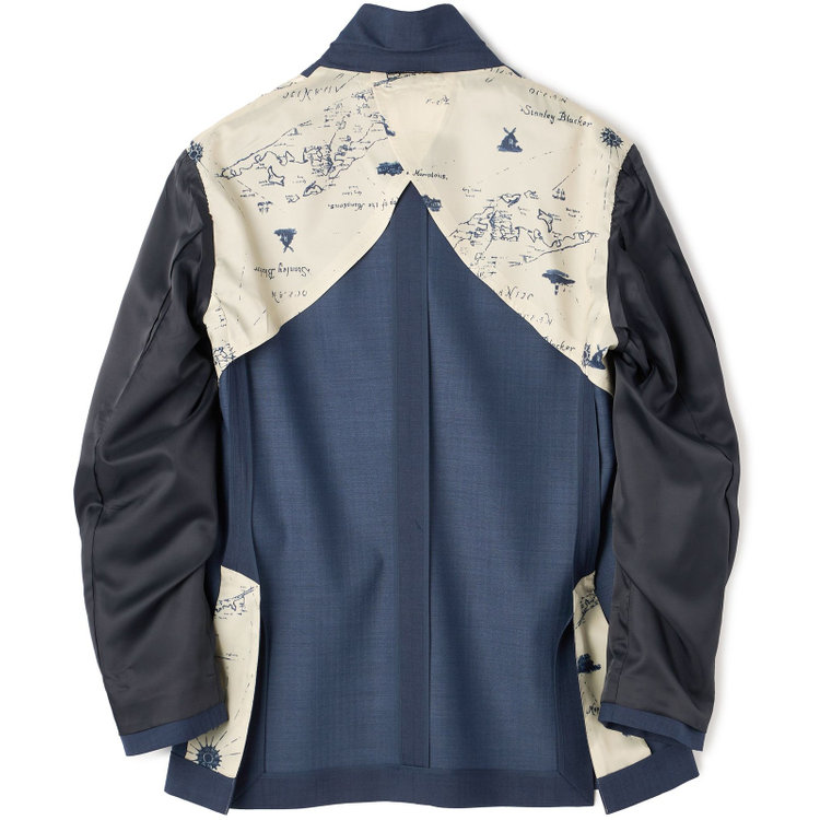 スタンリーブラッカ 【stanley blacker new york】【春夏】デニムルック2釦シングルセットアップジャケット/ネイビー×シャドーストライプ 紺中間