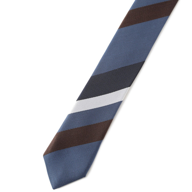 ジョンピアース 【JOHN PEARSE White】シルクブレンドストライプ柄ネクタイ/8.0cm幅/ブルー×ネイビー その他