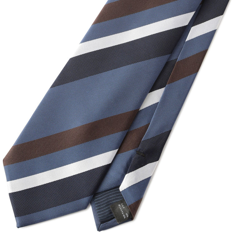 ジョンピアース 【JOHN PEARSE White】シルクブレンドストライプ柄ネクタイ/8.0cm幅/ブルー×ネイビー その他