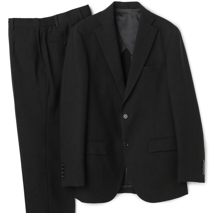 ＪＰ コンフォート 【JOHN PEARSE comfort】【スリムシルエット】2釦シングルフォーマル 1タック/ブラック/ウエストシャーリング仕様/ストレッチ/ULTRA MOVE/※裾上げ必要 黒