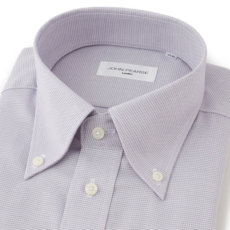 ジョンピアース 【JOHN PEARSE White】【形態安定】ボタンダウンドレスシャツ/グレー×ドビー/Oil guard 紫淡色