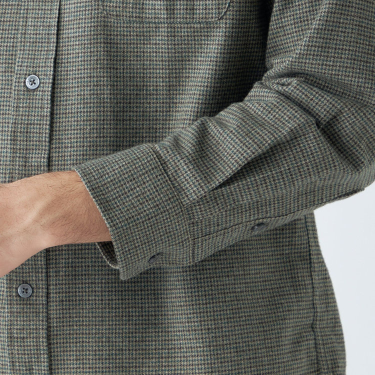 スタンリーブラッカ 【stanley blacker new york】【秋冬】ガンクラブチェックカッタウェイシャツ グレー中間