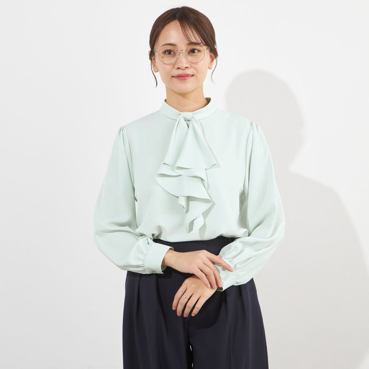 ナチュラル　ビューティー 【NATURAL BEAUTY】フリルリボンブラウス/ライトグリーン 緑淡色