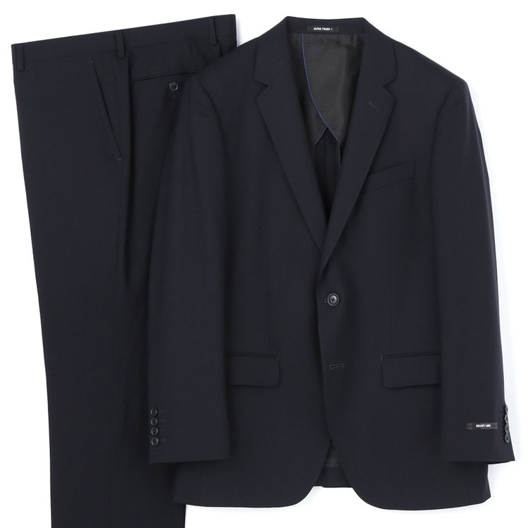 ＪＰセレクトライン 【JOHN PEARSE Black SELECT LINE】【年間】2釦シングルスーツ 0タック/ネイビー×ソリッド/ULTRA TOUGH S/SHOWER CLEAN/※裾直し必要 紺濃色