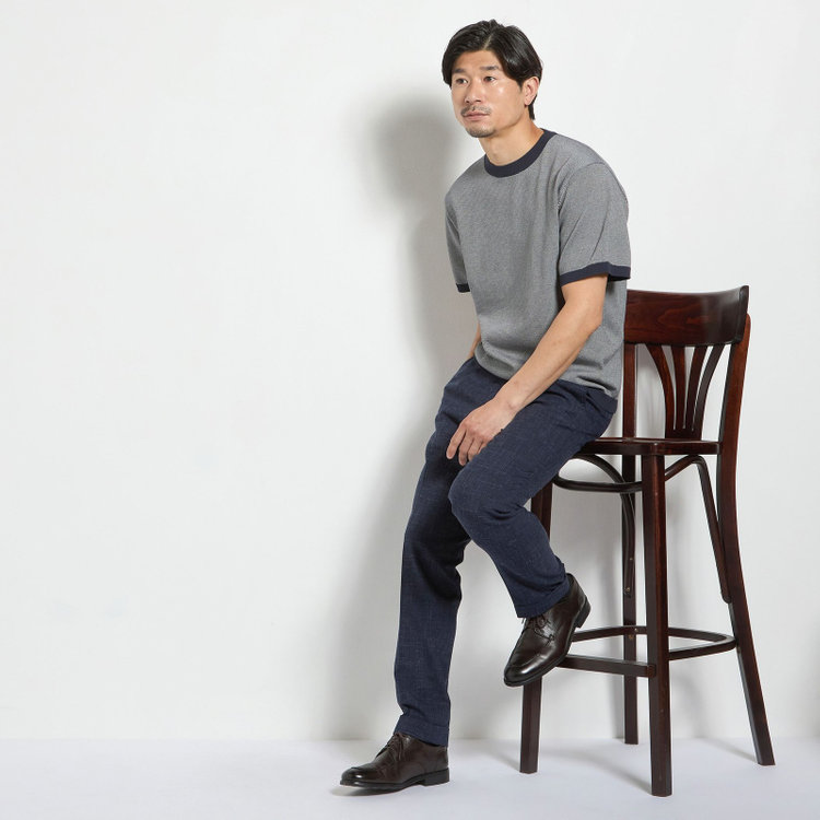スタンリーブラッカ 【stanley blacker new york】【半袖】ボーダーニットティー/ネイビー 紺中間