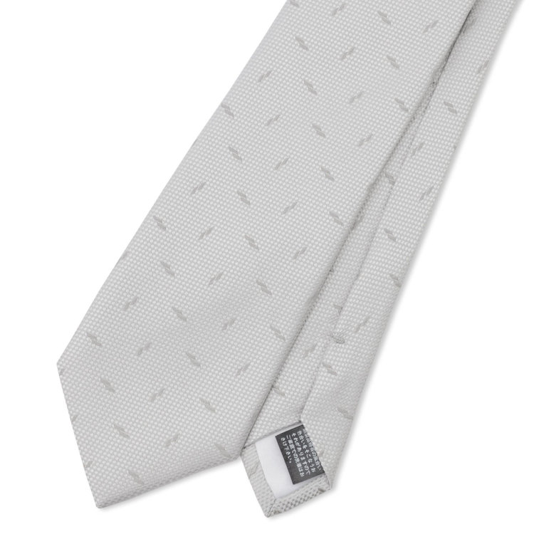 ソノタ（KONAKA用） 【ロングサイズ】【結婚式】シルクフォーマルネクタイ/シルバー×小紋柄 白