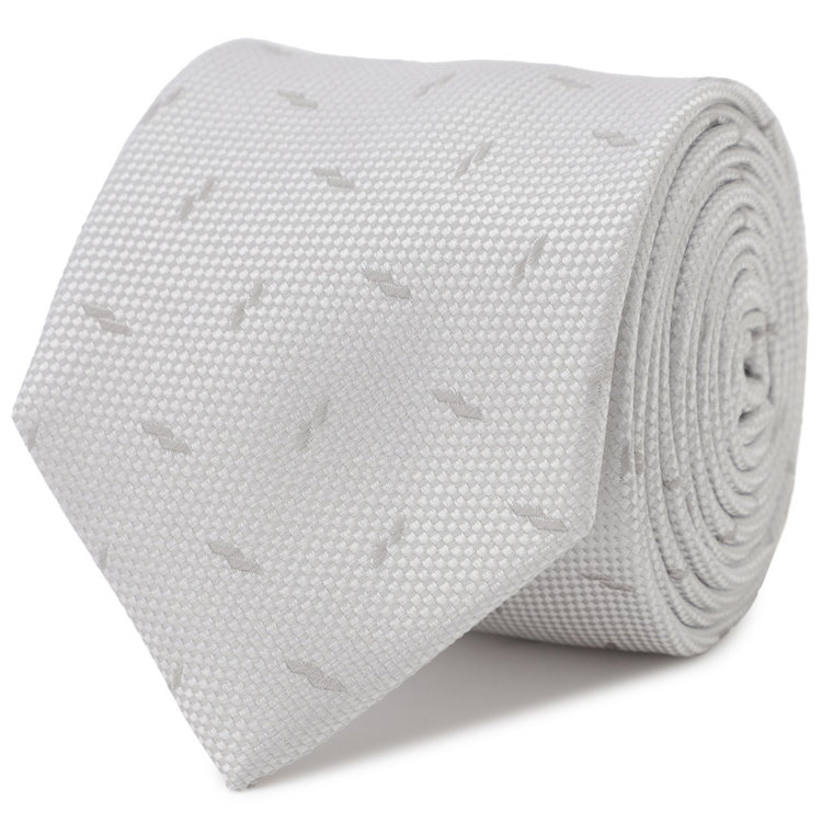 ソノタ（KONAKA用） 【ロングサイズ】【結婚式】シルクフォーマルネクタイ/シルバー×小紋柄 白