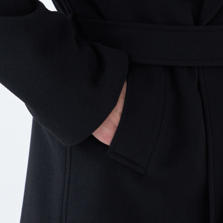 ソノタ（KONAKA用） カシミヤアンゴラブレンドダブルラグランベルテッドコート/ブラック 黒