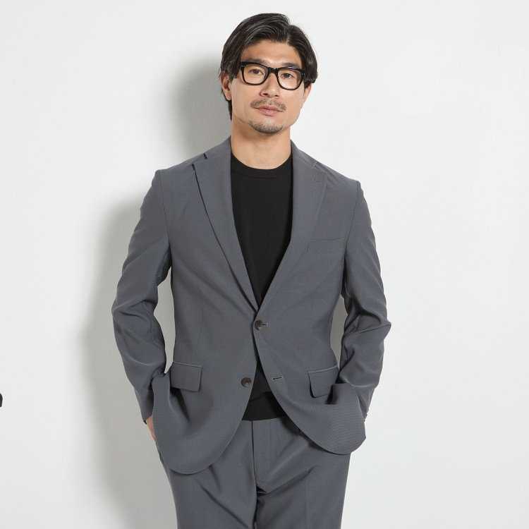 ＪＰ コンフォート 【JOHN PEARSE comfort】【春夏】2釦シングルスーツ 1タック/グレー/ウエストシャーリング/COOL MAX/※パンツ裾上げ済み仕様 グレー中間