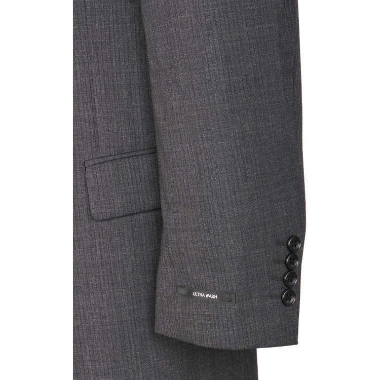 トゥルートップ 【TRUE TOP】【春夏】2釦シングルスーツ 1タック/グレー×ストライプ/ULTRA WASH グレー系(灰)