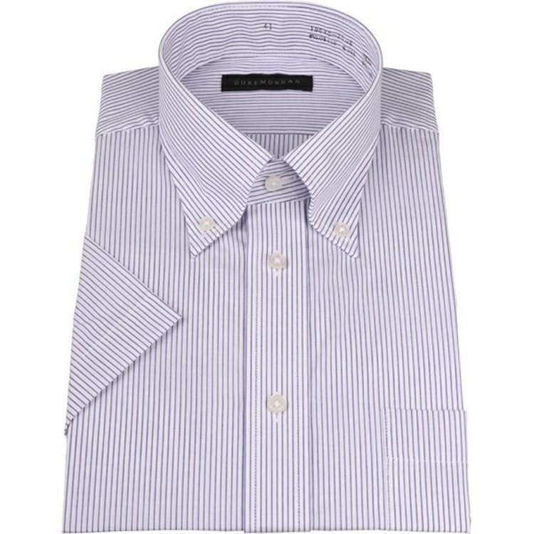 KONAKA　アウトレット 【WEB限定/OUTLET/汚れ・キズ等有】【半袖】【DUKEMORGAN】【形態安定】ボタンダウンワイシャツ/ホワイト×ネイビーストライプ ホワイト系(白)