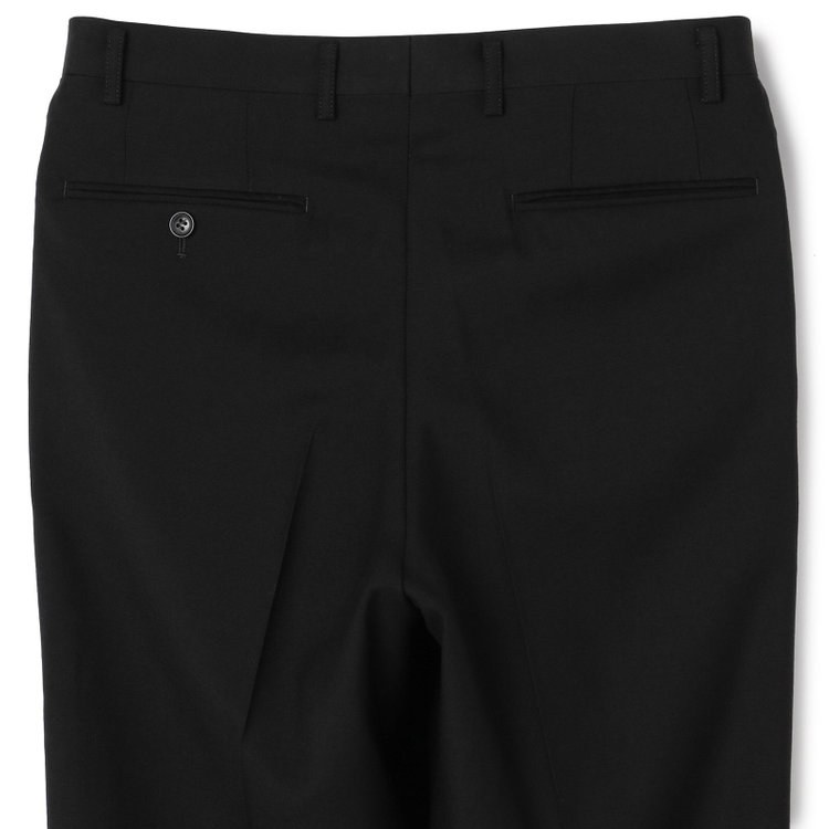 ジャスリー 【JASLEY】【ベーシックシルエット】濃染加工/2釦シングルフォーマルスーツ 1タックパンツ/生活撥水加工/アジャスター付/※裾上げ必要 黒