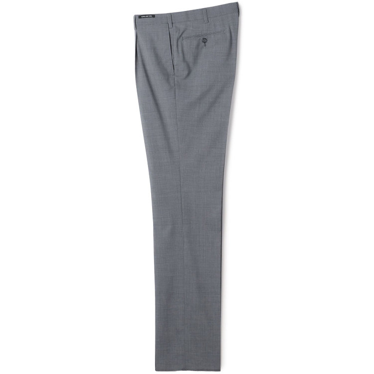 ジョンピアース 【JOHN PEARSE White】【春夏】ウールブレンド 1タックパンツ/グレー×チェック/ウエストムーブ仕様/ULTRA LIGHT SPEC※裾上げ必要 グレー淡色