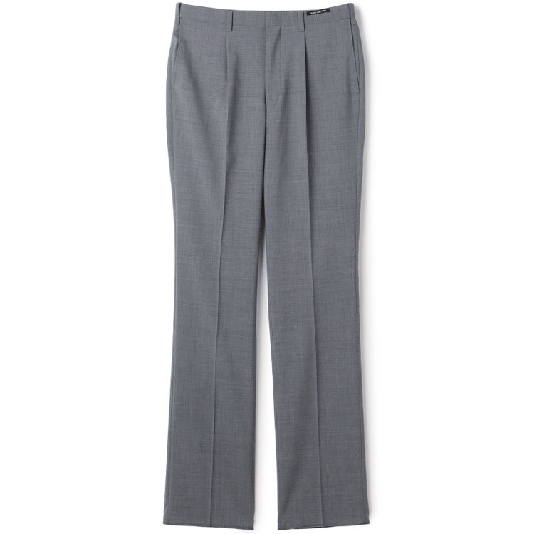 ジョンピアース 【JOHN PEARSE White】【春夏】ウールブレンド 1タックパンツ/グレー×チェック/ウエストムーブ仕様/ULTRA LIGHT SPEC※裾上げ必要 グレー淡色