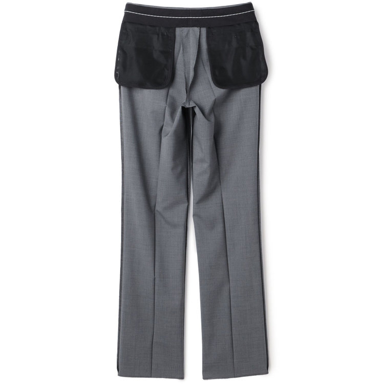 ジョンピアース 【JOHN PEARSE White】【春夏】ウールブレンド 1タックパンツ/グレー×チェック/ウエストムーブ仕様/ULTRA LIGHT SPEC※裾上げ必要 グレー淡色