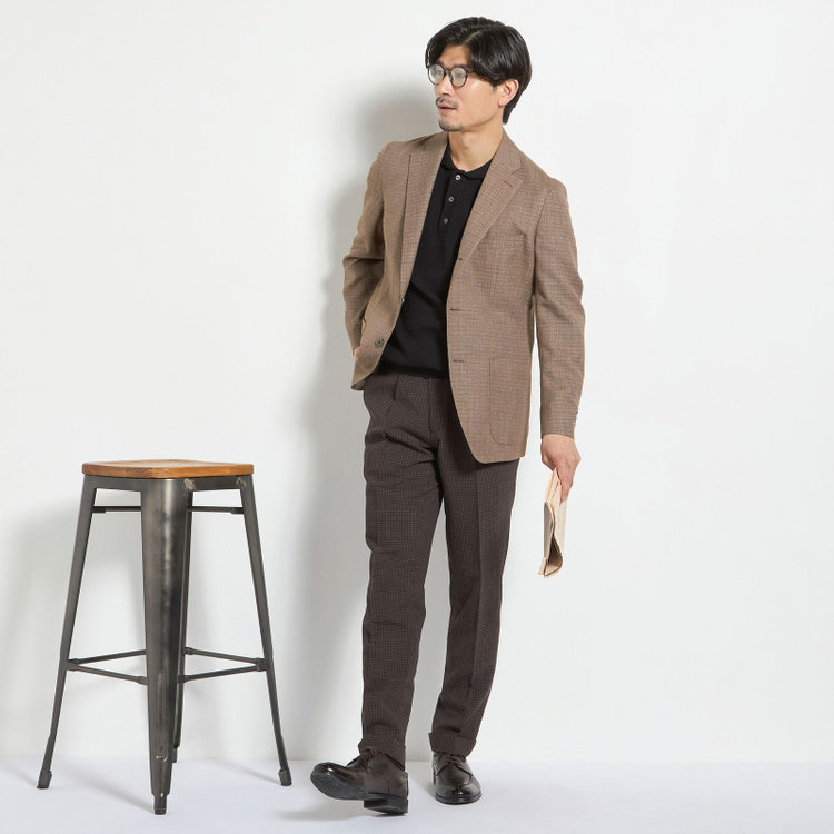 スタンリーブラッカ  【stanley blacker new york】【春夏】3釦段返りジャケット/ブラウン 茶中間