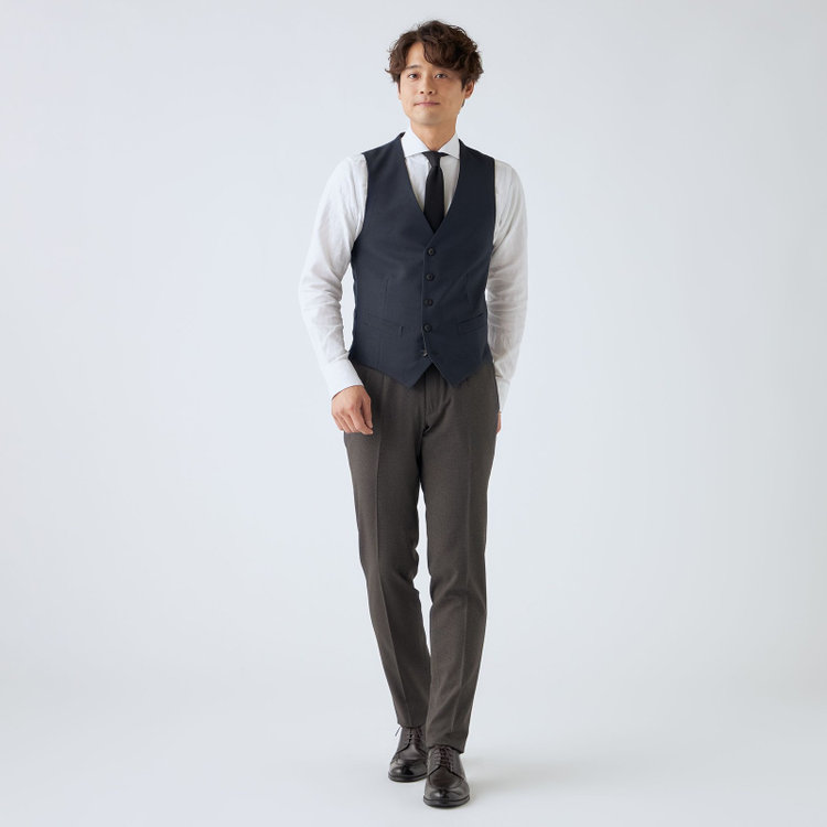 ＪＰ コンフォート 【JOHN PEARSE comfort】【秋冬】リバーシブルジレ(ベスト)/ネイビー＆グレー 紺中間