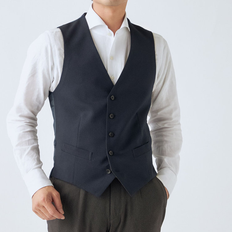 ＪＰ コンフォート 【JOHN PEARSE comfort】【秋冬】リバーシブルジレ(ベスト)/ネイビー＆グレー 紺中間