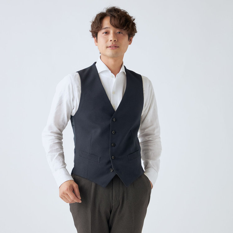 ＪＰ コンフォート 【JOHN PEARSE comfort】【秋冬】リバーシブルジレ(ベスト)/ネイビー＆グレー 紺中間