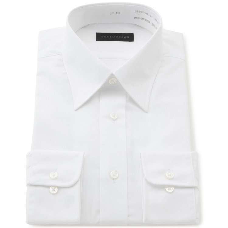 ＤＵＫＥ ＭＯＲＧＡ 【DUKEMORGAN】【形態安定】レギュラーカラードレスシャツ/ホワイト×ブロード 白
