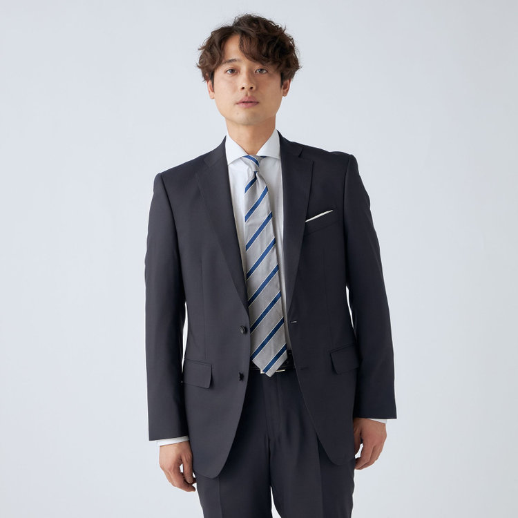 ＪＰセレクトライン 【JOHN PEARSE Black SELECT LINE】【春夏】2釦シングルスーツ/ネイビー×シャドーストライプ/SHOWER CLEAN/※裾上げ必要 紺中間