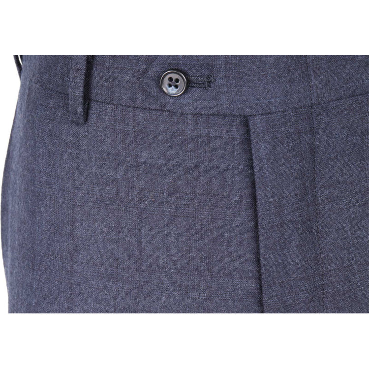 ＪＰセレクトライン 【JOHN PEARSE Black SELECT LINE】【秋冬】ウール 0タックパンツ/ネイビー×チェック/ウエストストレッチ仕様 ネイビー系(紺)