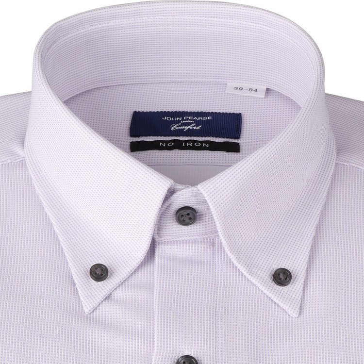 KONAKA　アウトレット 【WEB限定/OUTLET/汚れ・キズ等有】【JOHN PEARSE comfort navy】【ノーアイロン】ボタンダウンドレスワイシャツ/パープル×ドビー/釦・釦付糸：グレー/ULTRA MOVE/ニット素材 パープル系(紫)