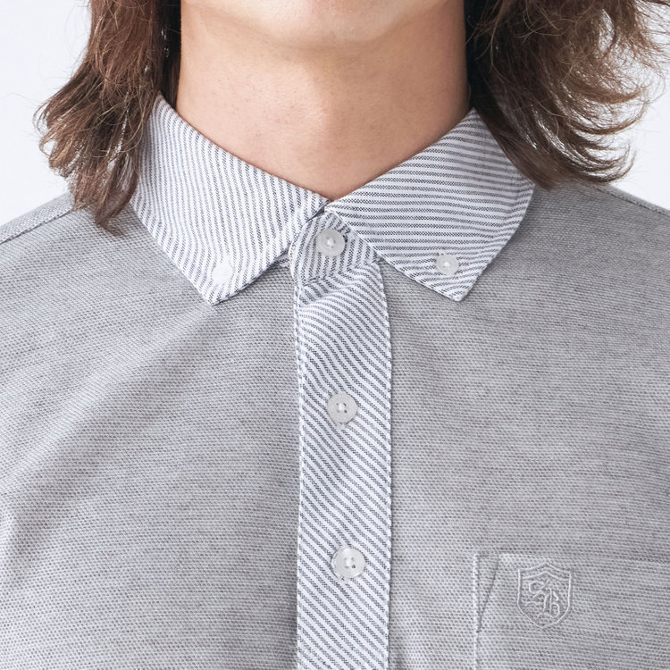 スタンリーブラッカ 【stanley blacker】【半袖】衿切替ポロ/グレー グレー中間