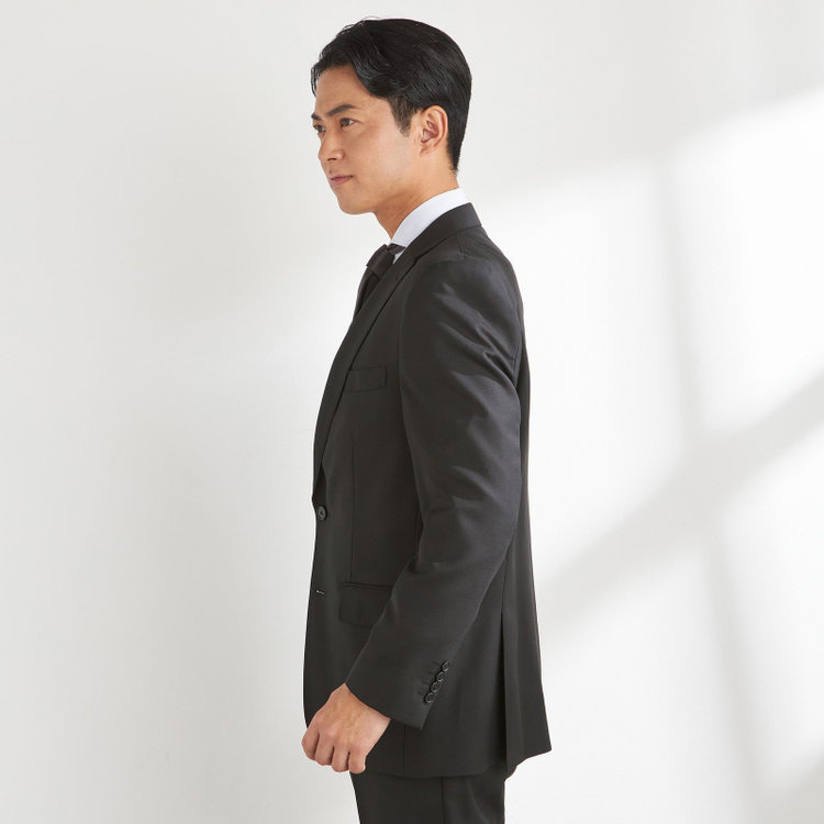 ＫＡＮＳＡＩＭＡＮ 【JOHN PEARSE comfort】【秋冬】2釦シングルスーツ ショートタック/グレー×ストライプ/REAL BLACK/NEW ZEALAND WOOLSHOWER CLEAN/SustainaBee Wool/※裾上げ必要 黒