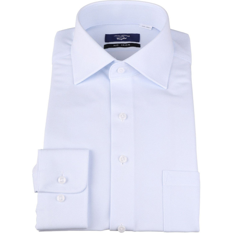 KONAKA　アウトレット 【WEB限定/OUTLET/汚れ・キズ等有】【JOHN PEARSE comfort navy】【ノーアイロン】ワイドカラードレスワイシャツ/ブルー×ドビー/ULTRA MOVE/ニット素材 ブルー系(青)