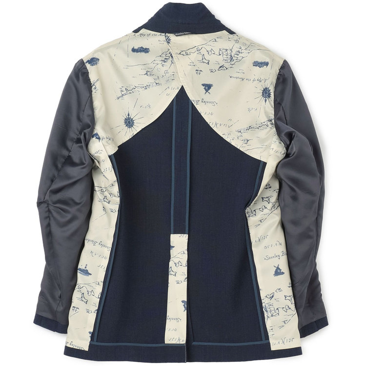 スタンリーブラッカ 【stanley blacker new york】【春夏】2釦シングルジャケット/ネイビー/ストレッチ＆サッカー 紺濃色