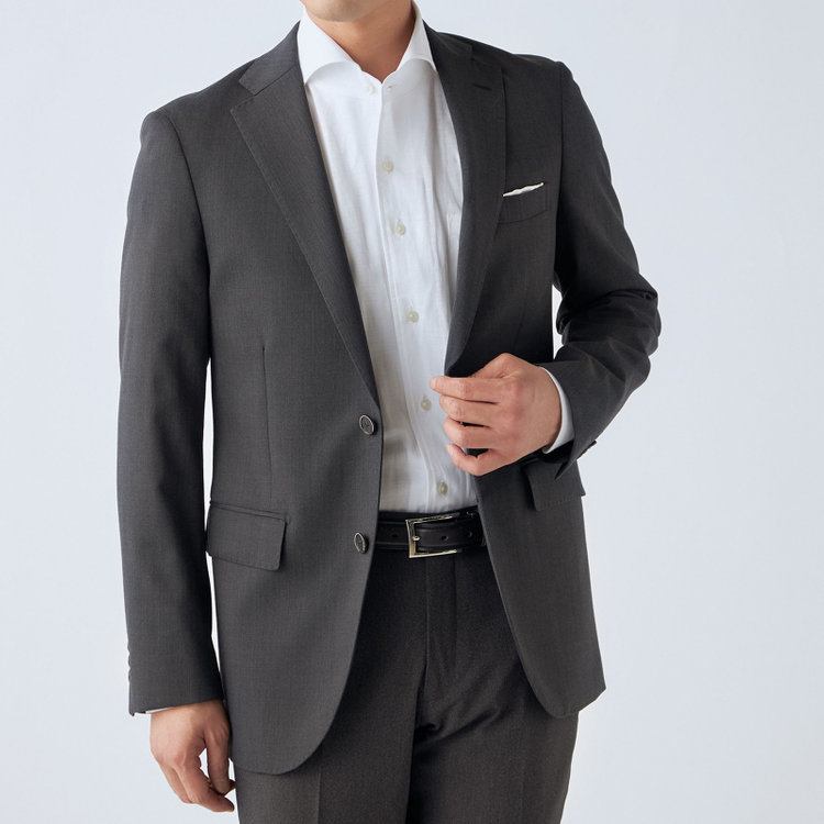 ＪＰ コンフォート  【ULTRA MOVE CROSS】【JOHN PEARSE comfort】【年間】2釦シングルジャケット/グレー×カルゼ グレー濃色