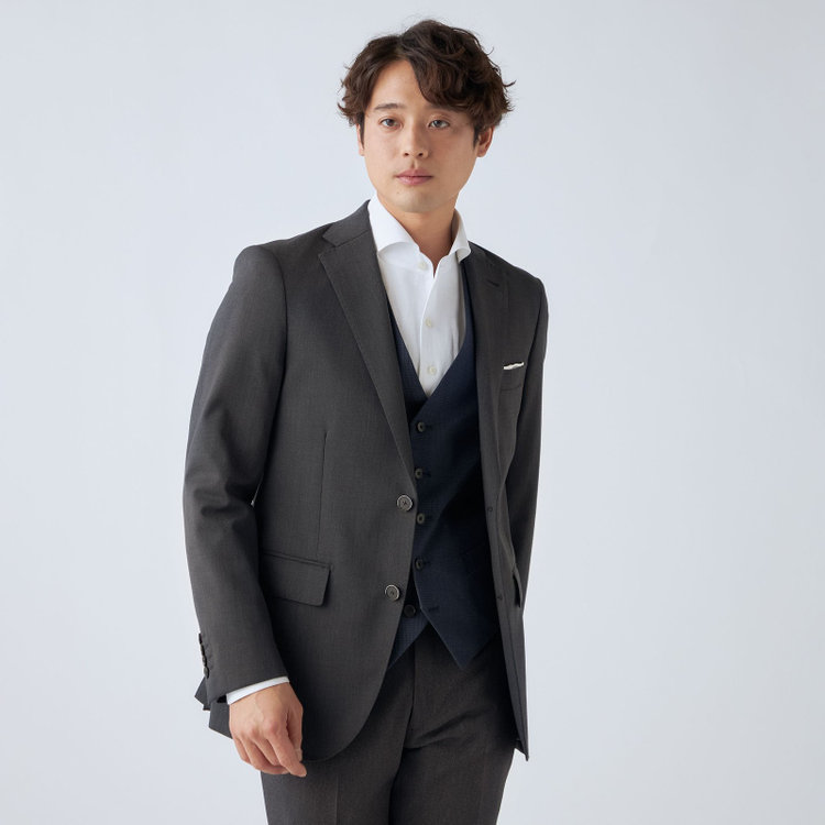 ＪＰ コンフォート  【ULTRA MOVE CROSS】【JOHN PEARSE comfort】【年間】2釦シングルジャケット/グレー×カルゼ グレー濃色