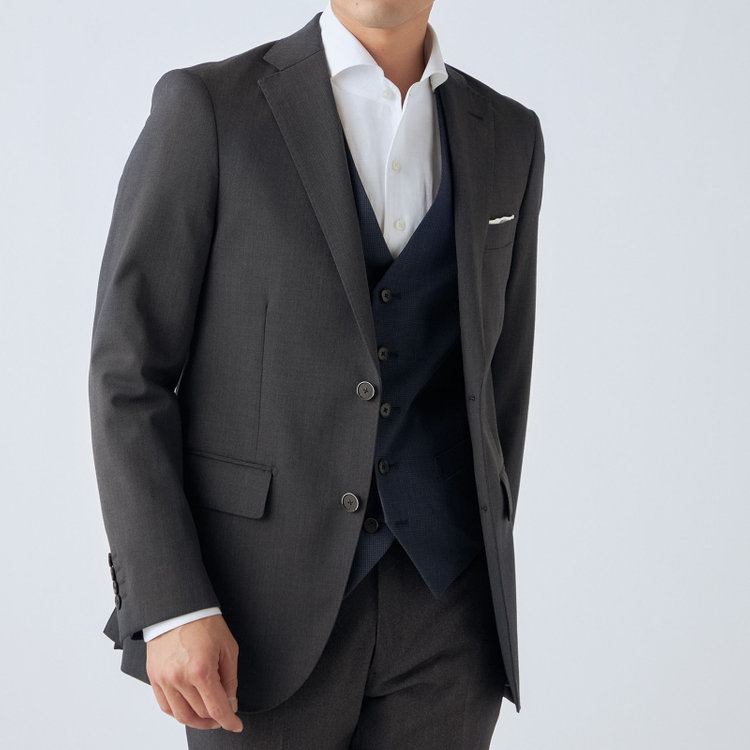 ＪＰ コンフォート  【ULTRA MOVE CROSS】【JOHN PEARSE comfort】【年間】2釦シングルジャケット/グレー×カルゼ グレー濃色