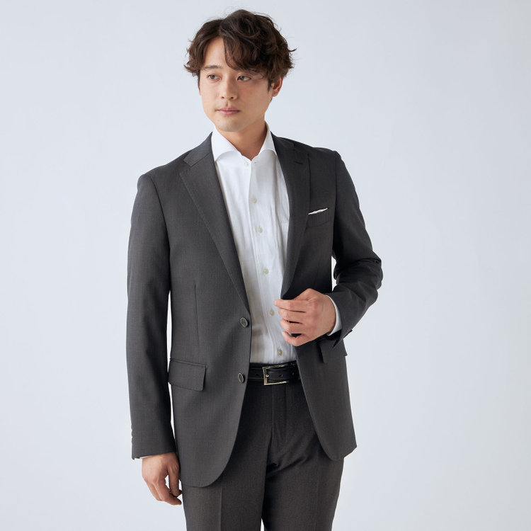 ＪＰ コンフォート  【ULTRA MOVE CROSS】【JOHN PEARSE comfort】【年間】2釦シングルジャケット/グレー×カルゼ グレー濃色